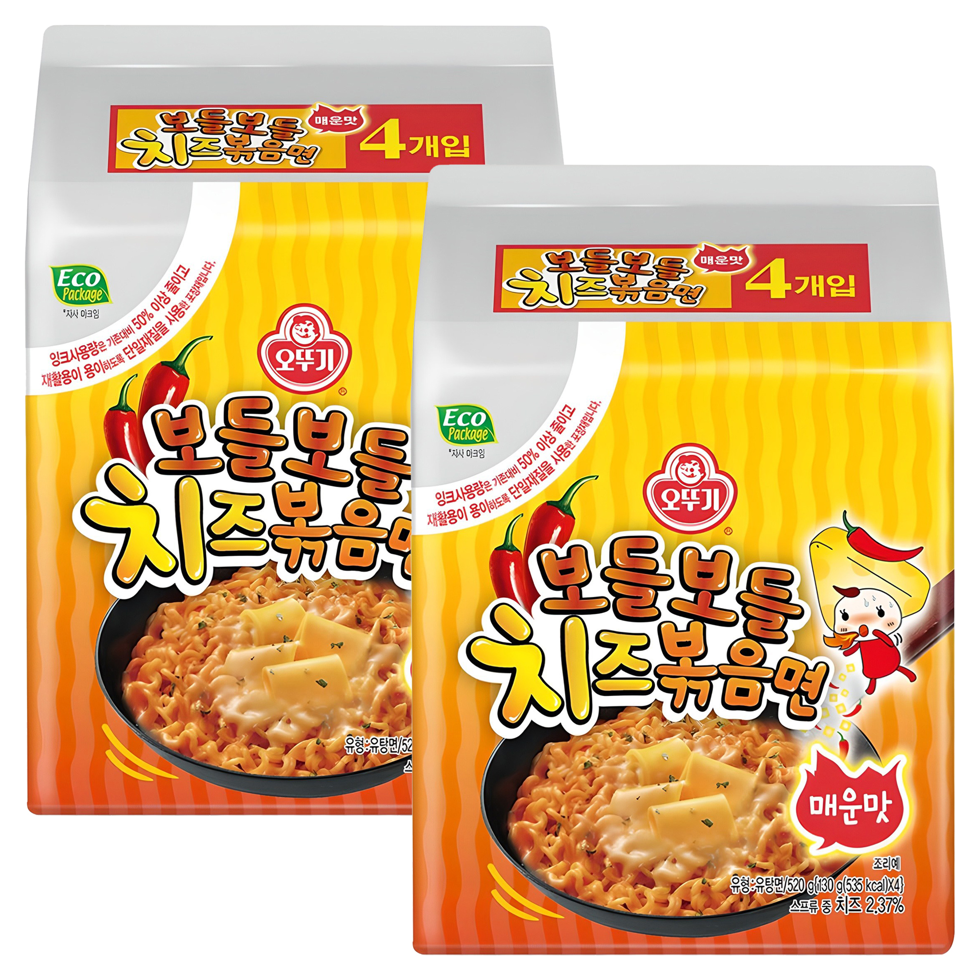오뚜기 보들보들 치즈볶음면 매운맛 130g, 8개, (4개입 X 2팩) (3,900원) (무료)