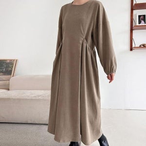 [하프클럽]여성 잔주름 벌룬 주머니 임산부 FW 롱원피스