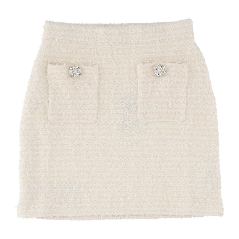 셀프포트레이트 텍스처 하이웨이스트 미니 스커트 AW25 028SK C CREAM