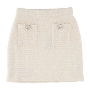 셀프포트레이트 텍스처 하이웨이스트 미니 스커트 AW25 028SK C CREAM