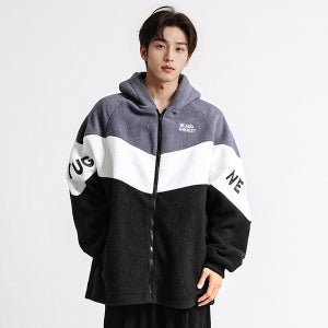JB 배색양털후드집업