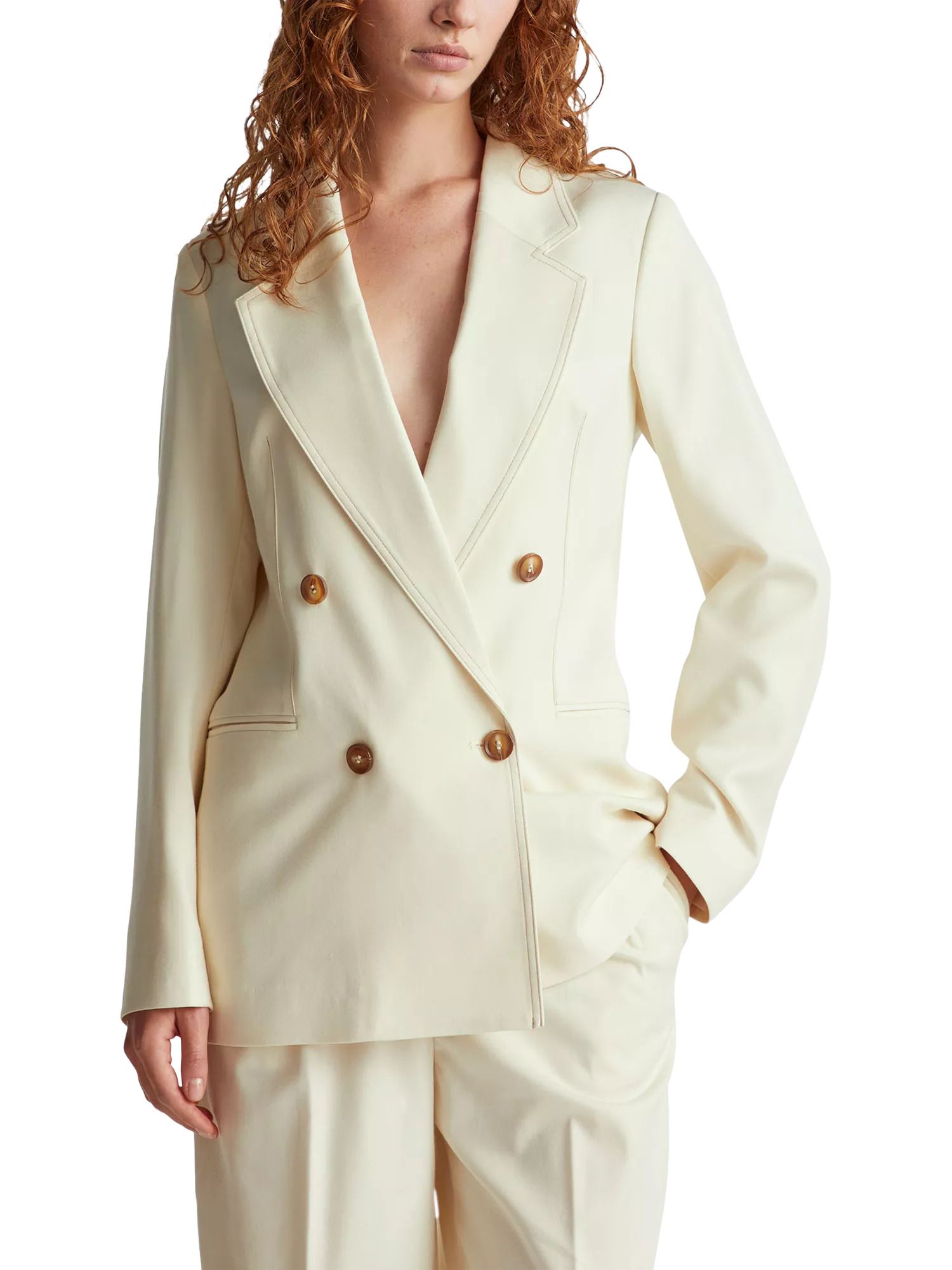 베네통 더블 브레스트 베이지 블레이저 울 블렌드 Double Breasted Wool Blend Blazer, Beige 114408747 148353661