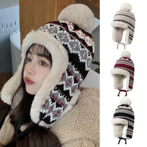 엔비 눈꽃 방울 귀달이 따뜻한 겨울 방한 니트 털 모자