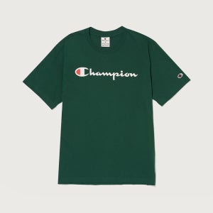 [챔피온] 빅 스크립트 로고 코튼 반팔 티셔츠 Dark Green