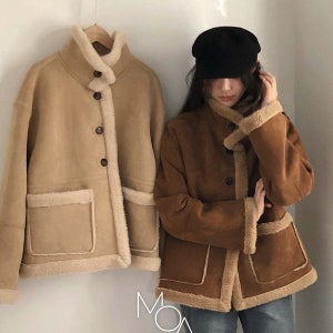 내일도착 가죽/스웨이드재킷 [얼리윈터❄️] [made] 히튼 카라 하이넥 스웨이드 퍼 무스탕 자켓 -2color (겨울무스탕/얼리윈터/싱글무스탕/스웨이드무스탕/퍼무스탕/루즈핏점퍼/