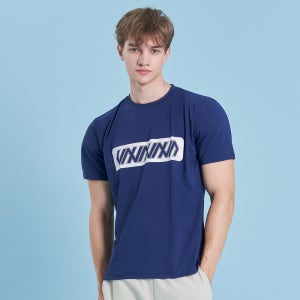 연예인운동복 멀티플 헬스장복장 그래픽 맨즈 런닝 티셔츠 인디고네이비