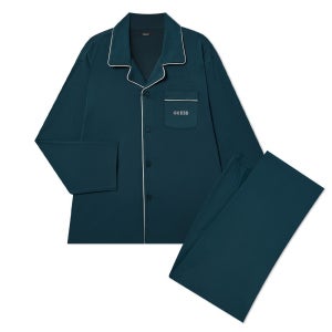 크림 파이핑 코트나 남성 파자마 세트 - 네이비