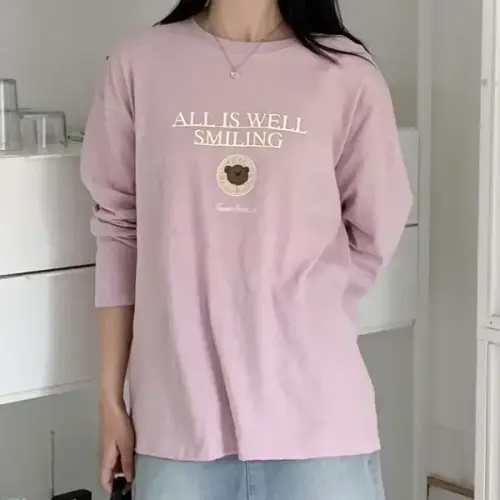 디자이너몰 여성 코튼 <b>스마일 베어</b> 박시핏 티셔츠