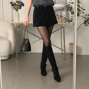 사색 레베카 벨벳 코듀로이 미니 스커트 벨벳