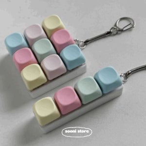[순이네잡화점] 키보드키링 키캡키링 기계식 딸깍이 청축 키홀더 4구 스위치 열쇠고리 파스텔 키캡키링 귀여운 키링 adhd 키링 친구선물 생일선물 추천