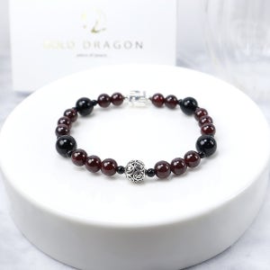 천연 가넷 젬스톤 만자 염주 팔찌, 골드드래곤 (GOLD DRAGON)