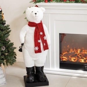 /플라워트리 크리스마스 북극곰 인형 대형 장식 작동 화이트 110cm