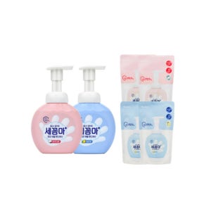 세균아꼼짝마 버블 핸드워시 용기 파우더, 250ml, 1개 + 레몬, 1개 + 리필 파우더, 200ml, 2개 + 레몬, 2개