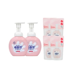 세균아꼼짝마 버블 핸드워시 용기 파우더, 250ml, 2개 + 리필, 200ml, 4개