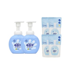 세균아꼼짝마 버블 핸드워시 용기 레몬, 250ml, 2개 + 리필, 200ml, 4개