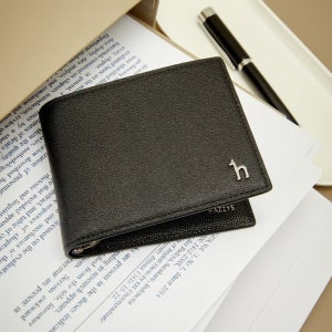[헤지스 액세서리 남성] [스테디셀러] 블랙 단색 소가죽 반지갑 WUWA5E055BK