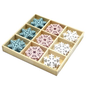 크리스마스 트리 장식 오너먼트 눈결정체 눈꽃 눈송이 버튼 13cm