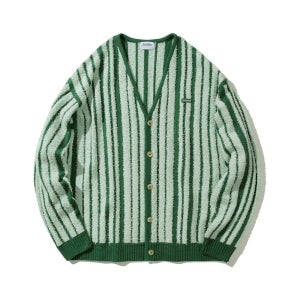 버티컬 스트라이프 가디건 그린
