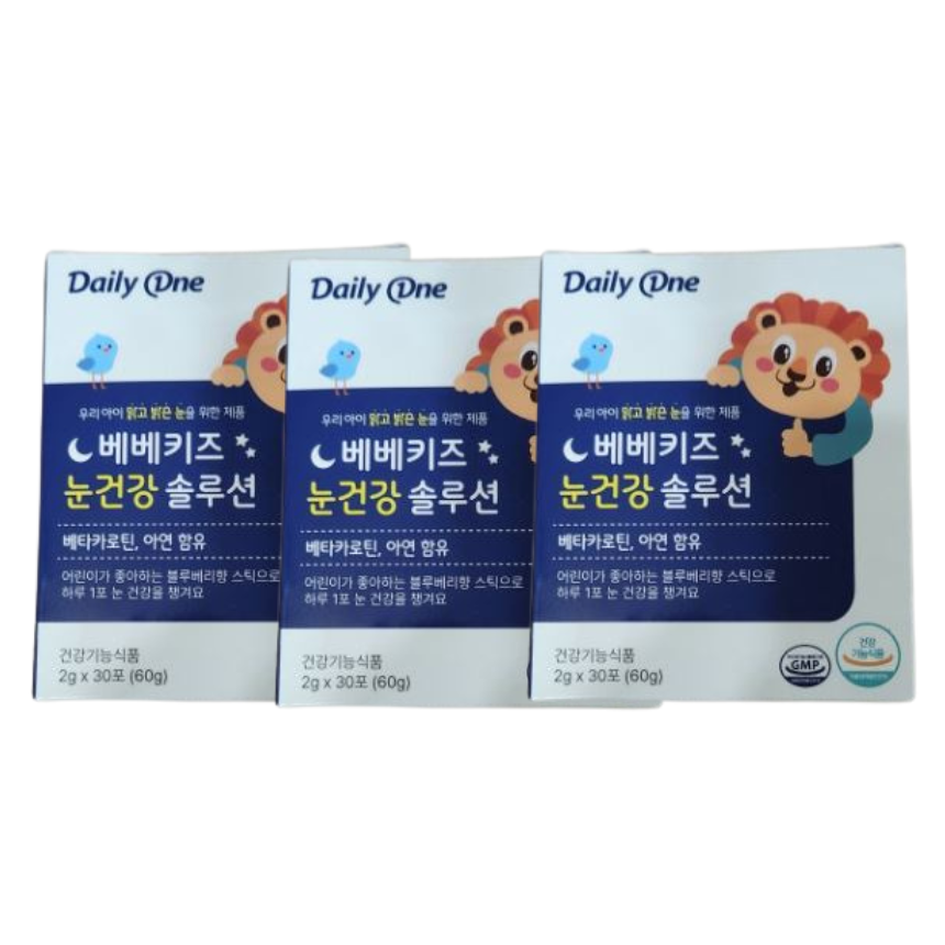 데일리원 데일리원 베베키즈 눈 건강 솔루션 어린이 <b>베타카로틴</b> 30포 3개