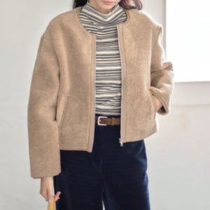 [더나무그림] 여성 양털 플리스 노카라 라운드넥 집업 점퍼 자켓 NCOBJP006 주디JP