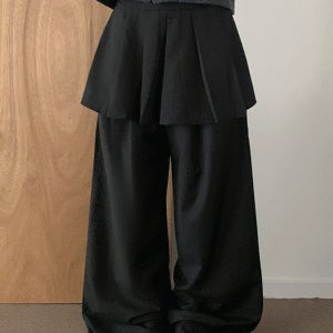 내일도착 치마바지 [레이어드템/널널핏] 히릿 레이어드 랩스커트 투웨이 스커트 팬츠 치마 바지 2color