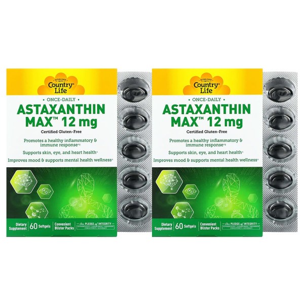 컨트리 라이프 <b>아스타잔틴 맥스 12mg</b> 60캡슐 x 2개