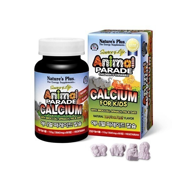 애니멀퍼레이드 <b>네이처스플러스</b> 애니멀퍼레이드 칼슘 60정 <b>성장기</b> 어린이 영양제