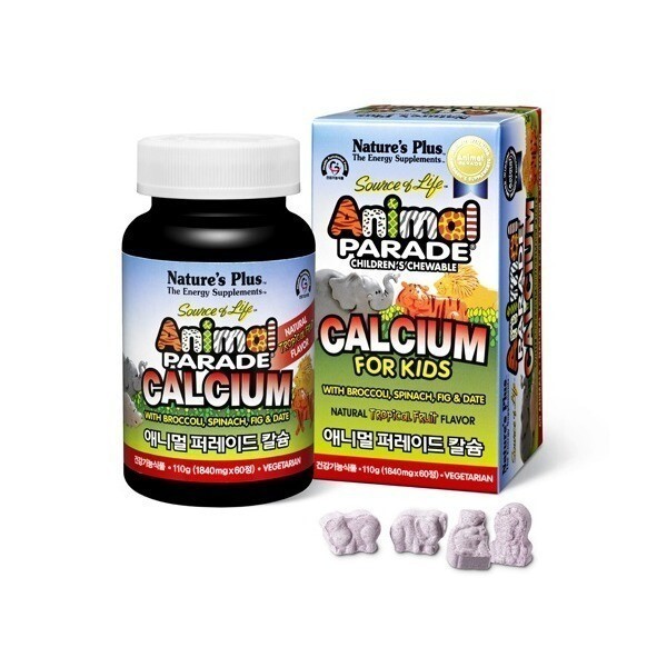 애니멀퍼레이드 <b>네이처스플러스</b> 애니멀퍼레이드 칼슘 60정 <b>성장기</b> 어린이 영양제