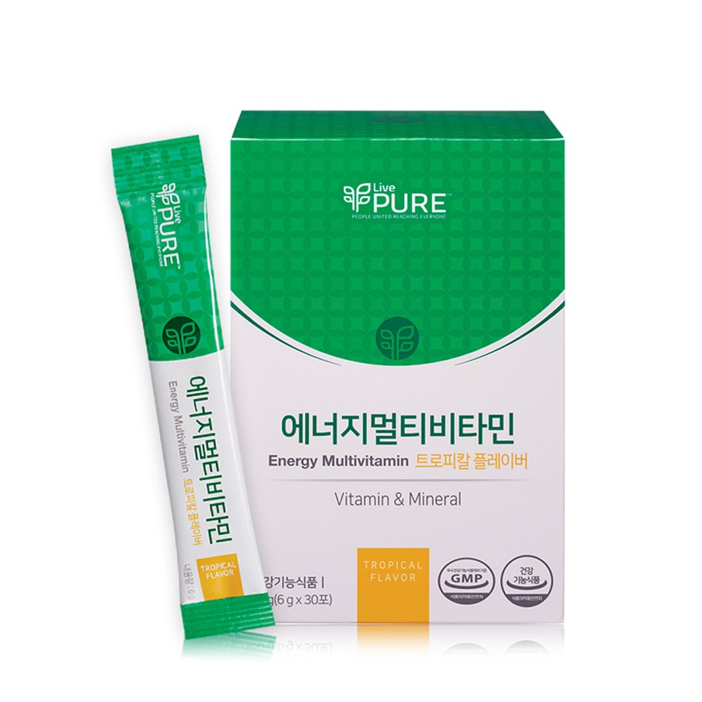 리브퓨어 <b>에너지 멀티비타민 열대과일맛</b> (<b>6g</b> X 30포)