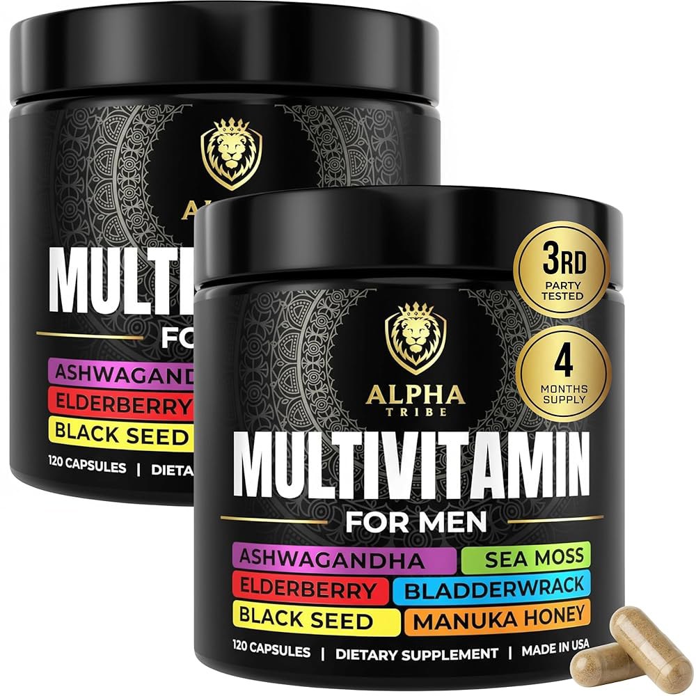 이끼 검은 기름 와간다 강황 블래더랙 버독 C 엘더베리 마누카 <b>옐로우</b> 독 일일 남성 및 미네랄 보충제  240 Count (<b>Pack</b> of 2)