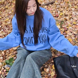 맨투맨/스웨트셔츠 [MADE][색감맛집/인생컬러🔥겨울크롭/따듯한 기모/레터링프린트❤️힙합감성/뛰어난 보온성] LA 크롭 기모 맨투맨 s163292