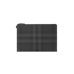 버버리 체크 라지 지퍼 파우치 차콜 8074693