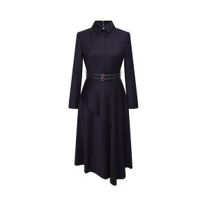 [아이잗컬렉션(OUTLET)] 탈착 칼라 플레어 롱 원피스 (STRIPE NAVY) CRBA0OP761