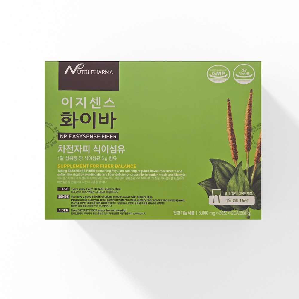 <b>뉴트리파마</b> 이지센스화이바 차전자피 식이섬유 5 000mg x 30포 x 2ea  1박스  300g