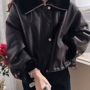 크란츠벨 보들보들 몽땅밍크 안감퍼 루즈핏 귀요미 무스탕 [size:F(55~77)]