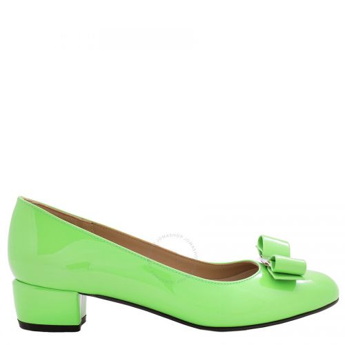 Ferragamo Salvatore Green Vara Bow Pump Shoe, Size 5.5