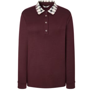 [닥스 여성] 닥스 버건디 로고자수 울혼방 긴팔카라티셔츠 WKTS4D901D2