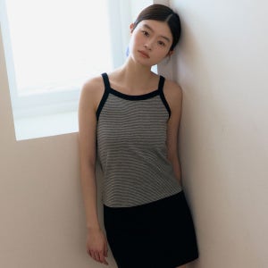 [38컴온커먼] Stripe rib sleeveless (Melange Grey)