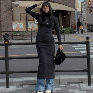내일도착 롱원피스 [SALE] 소프틴 롱 원피스 3color / 겨울 기모 연말 파티룩 블랙 섹시 슬림 드레스 데이트 긴팔 미시 터틀넥 h라인 몸매보정 꾸안꾸 트레이닝 키작녀
