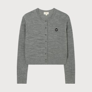 우먼 클로버하트 케이블 가디건 melange gray