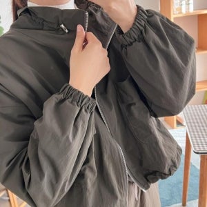 [옷자락]여자 하이넥집업 숏야상 검정잠바 야상 환절기 점퍼