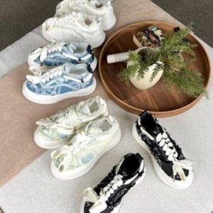 [옷자락]여자 데님 패브릭 어글리슈즈 스트릿 통굽 운동화