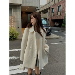 여성 울 코트 화이트 가을 겨울 아우터