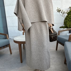 [캐시터치] 노브 니트숄 원피스 세트