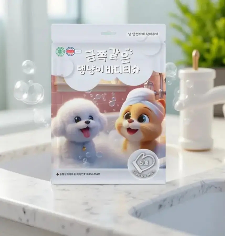 강아지 바디티슈 반려견 물티슈 산책 몸닦는 저자극 펫티슈 5개입
