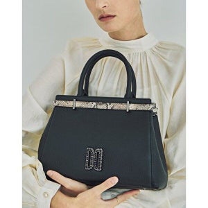 닥스 [닥스]닥스 액세서리 [LF몰단독특가][NEW DD AMBER] 블랙 파이톤 배색 가죽 토트백 M  (DCBA4F083BK)