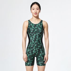 배럴 우먼 포커스 3부 반신 U백 딥그린 [B4SWSWH007DER 여자 실내수영복]