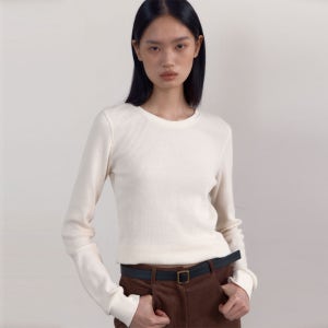 [38컴온커먼] Waffle Slim Long Sleeve T-Shirts (Cream)