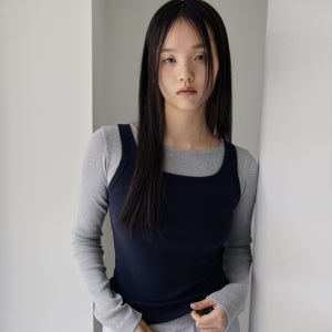 [38컴온커먼] Square Neck Rib Sleeveless (Navy)