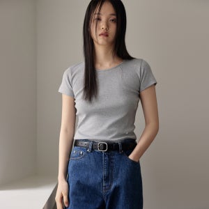 [38컴온커먼] Symbol Slim Rib T-Shirts (Melange Grey)